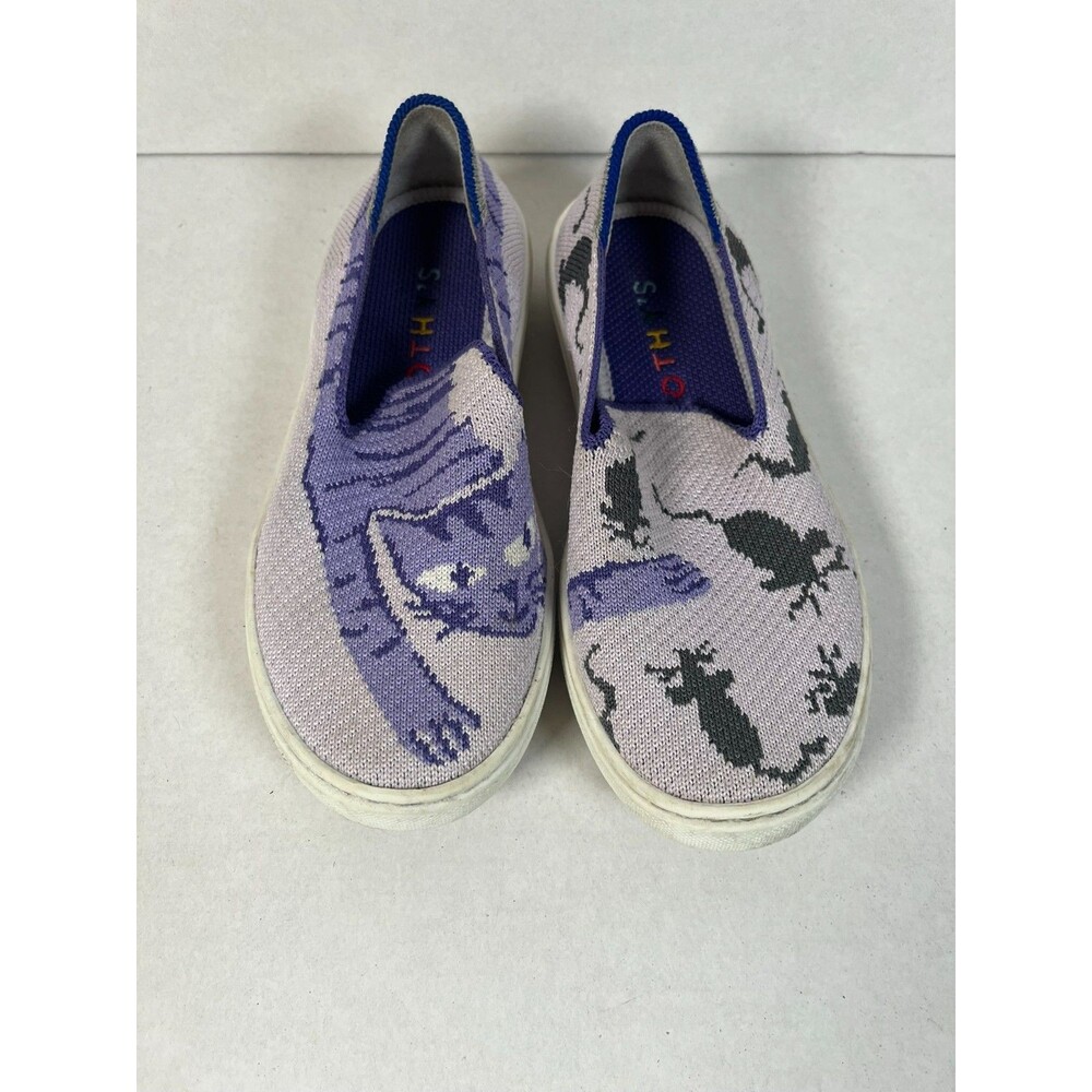 Kids Size 12 Purple cat and mouse Slip on Rothys Washable kids shoes